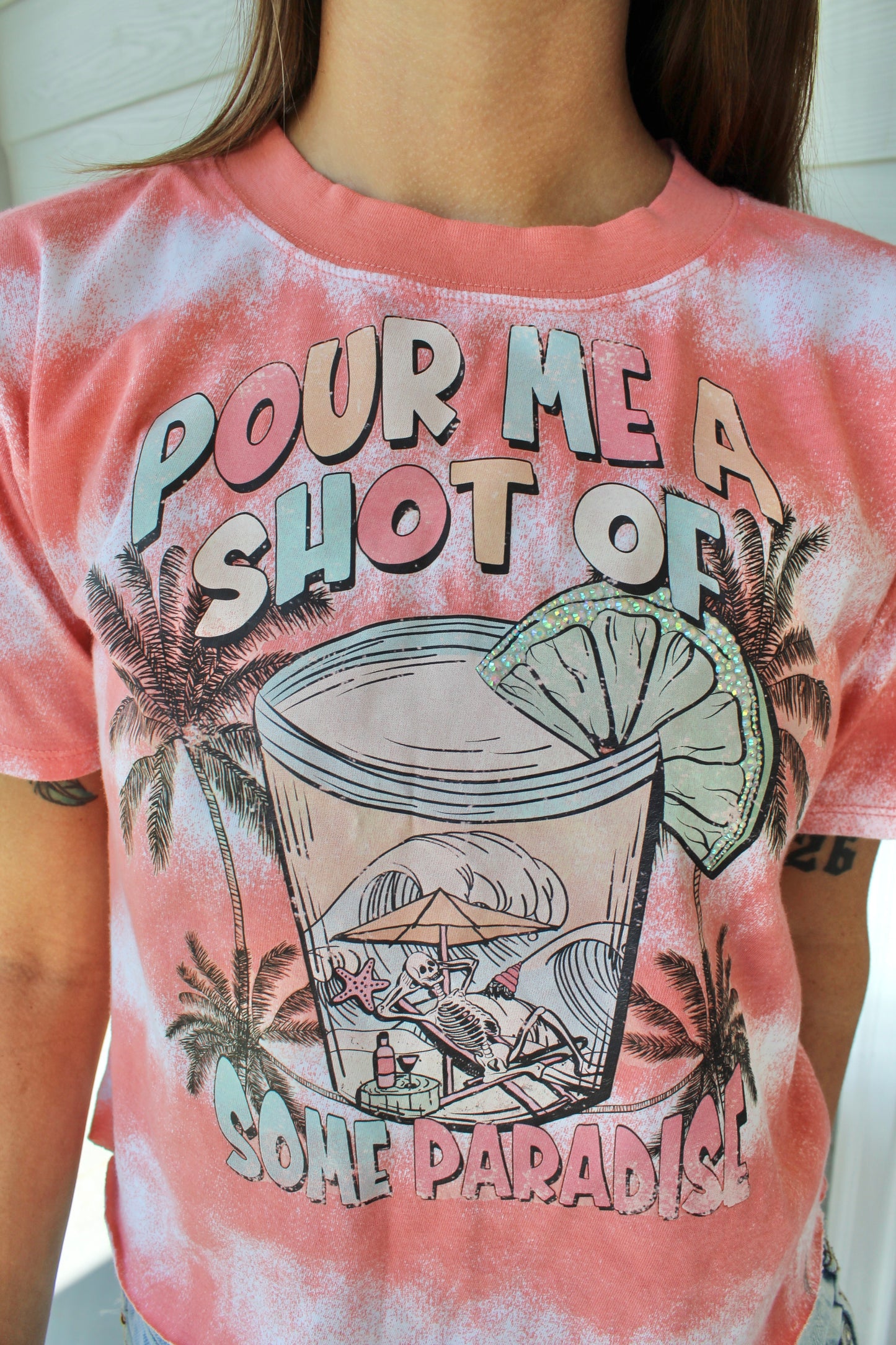 Pour me a shot of some paradise crop tee