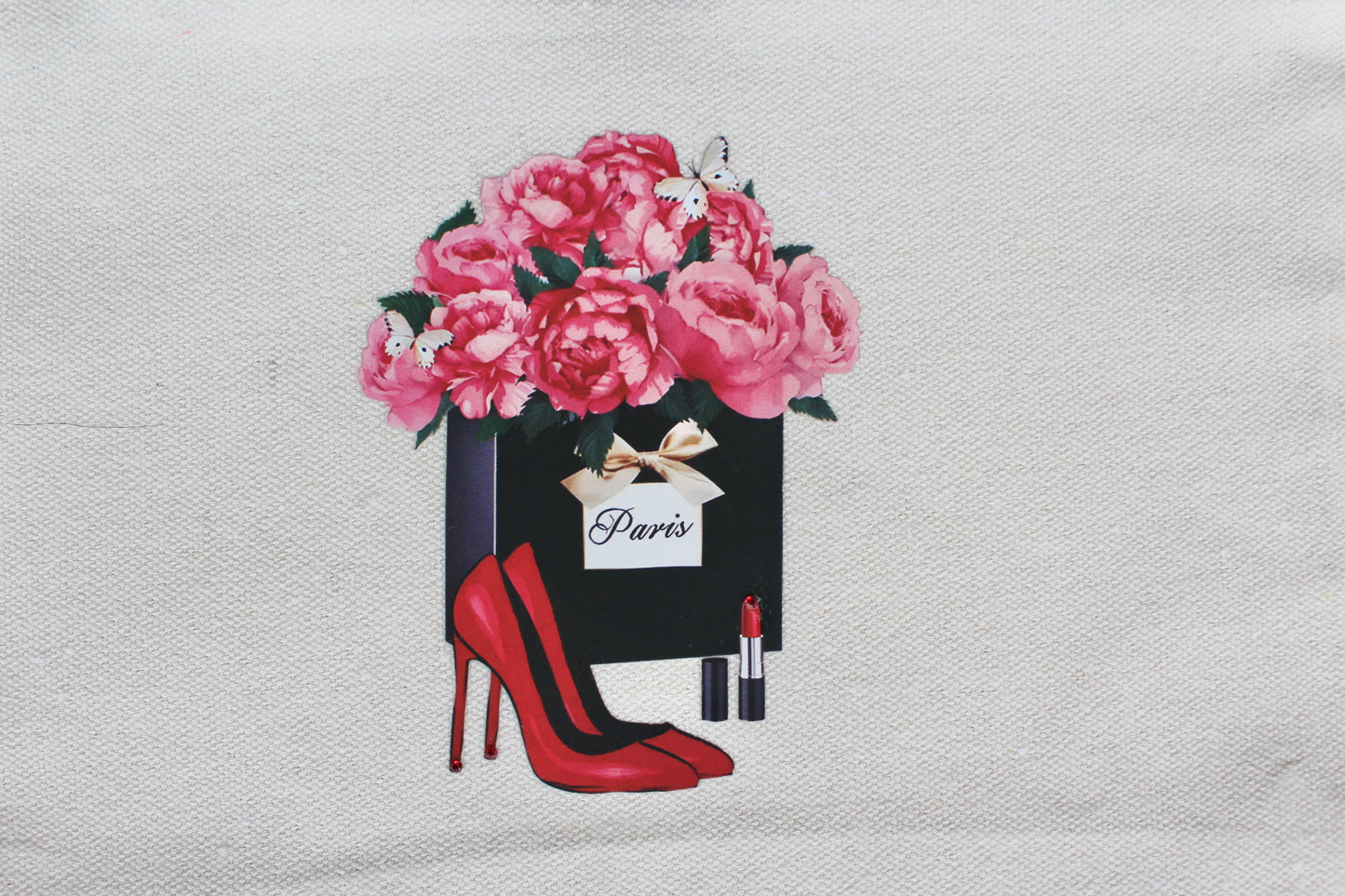 Paris red shoes zipper bag