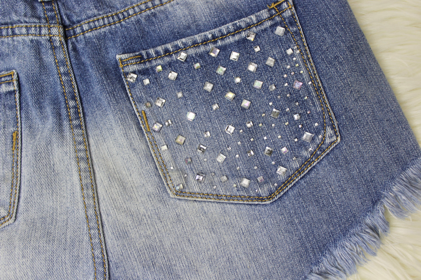 Rhinestone denim shorts