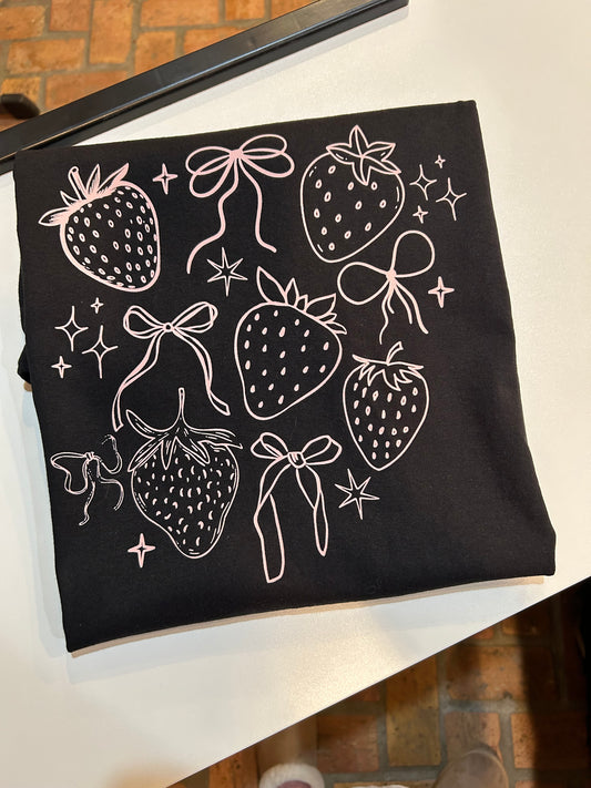 Strawberries and bows graphic tee