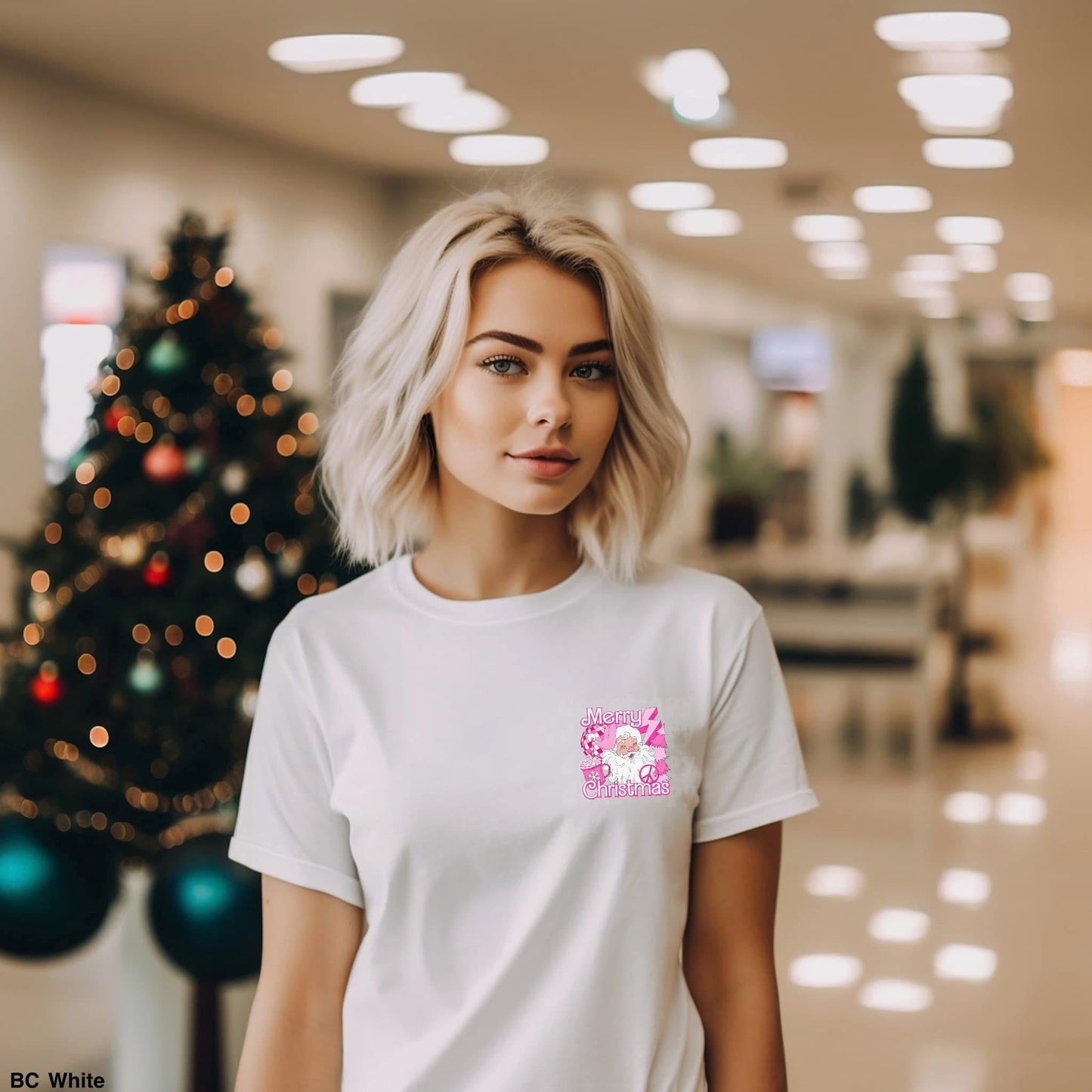 Preppy Santa Christmas pocket graphic tee