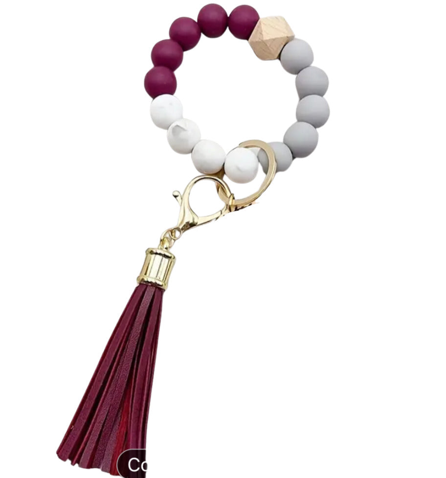 Burgandy wrist keychain