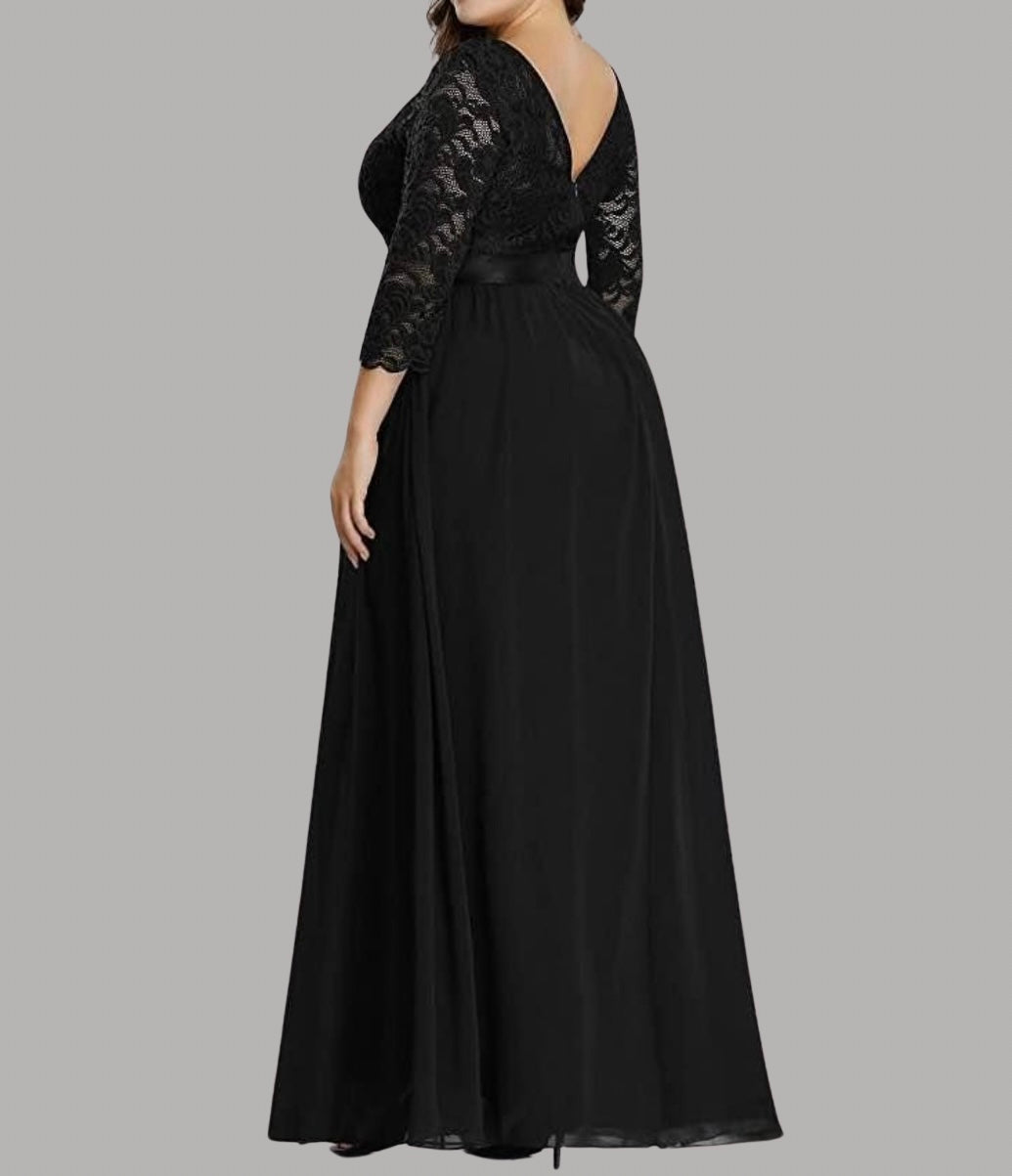 Long black chiffon dress