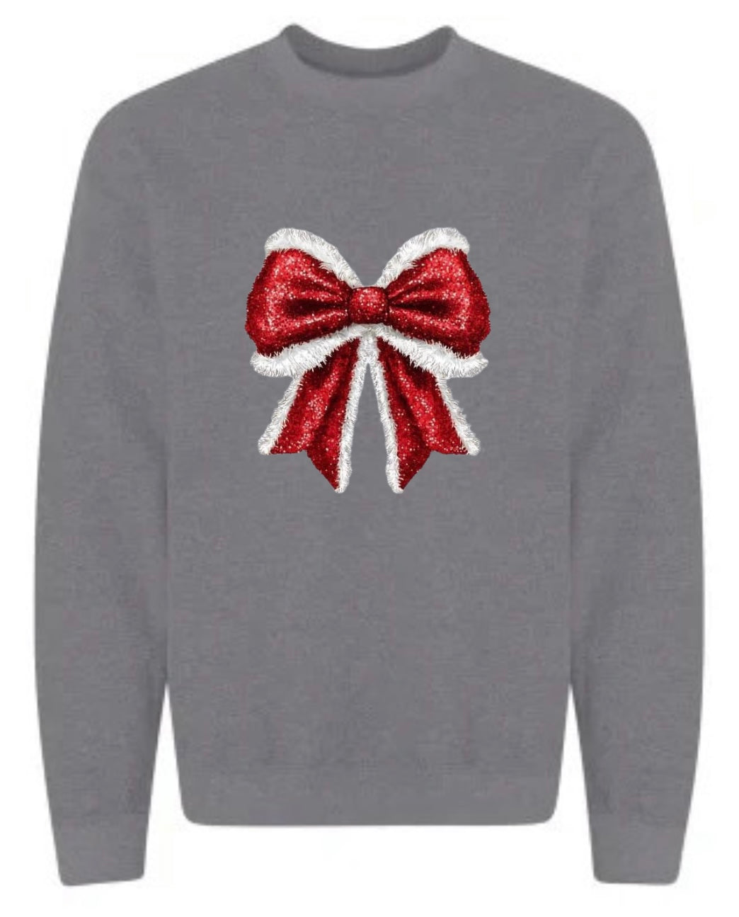 Santa glitter bow sweatshirt and hoodie