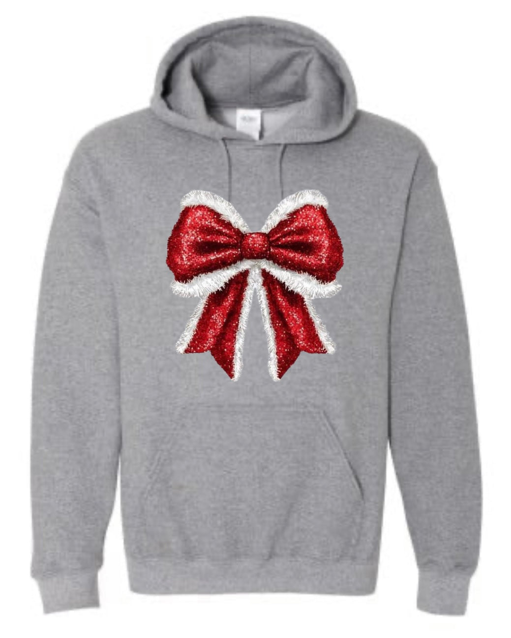 Santa glitter bow sweatshirt and hoodie