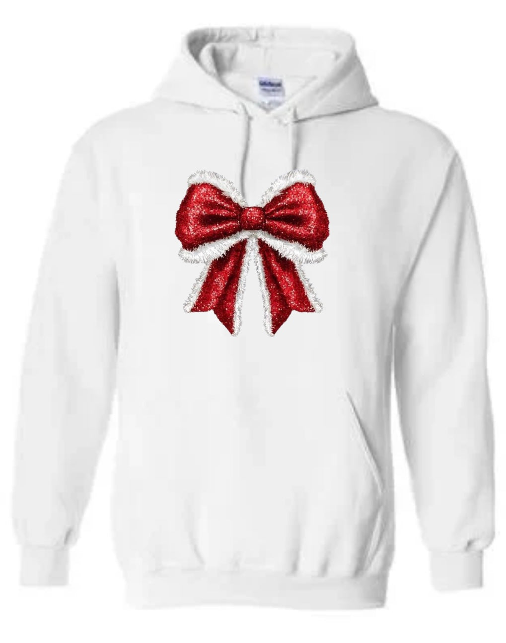 Santa glitter bow sweatshirt and hoodie