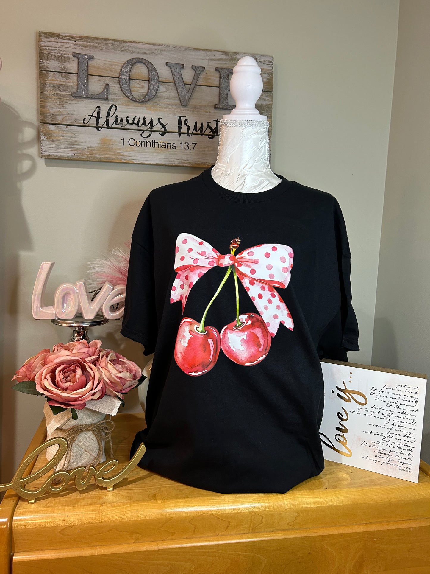 CHERRIES WITH BOW GRAPHIC TEE