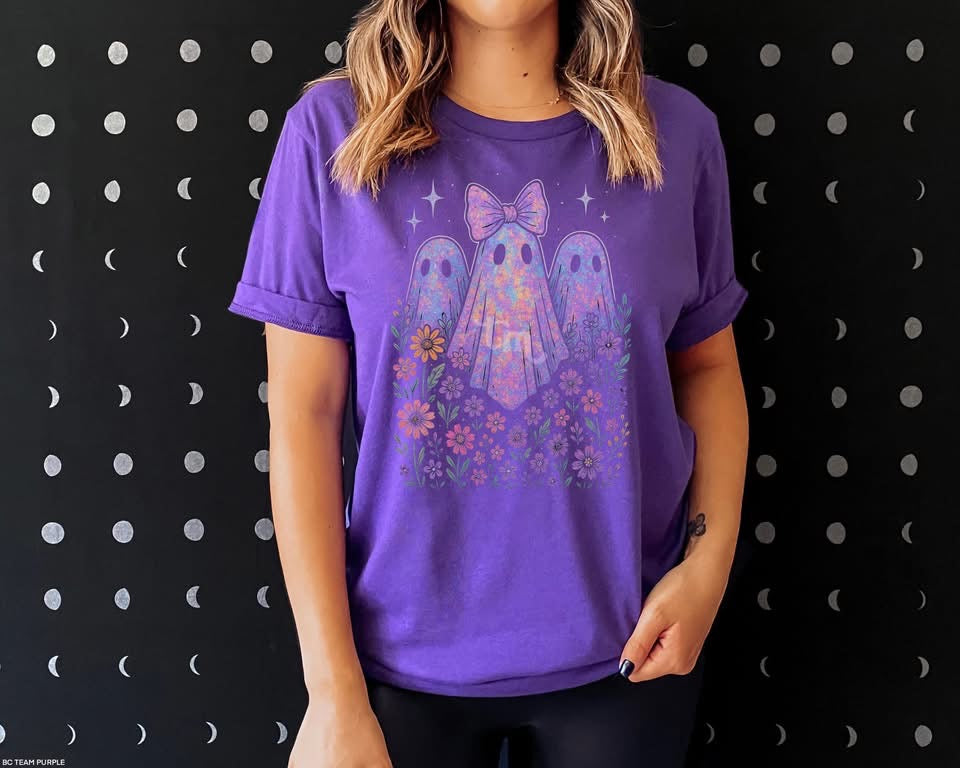Colorful ghost graphic tee