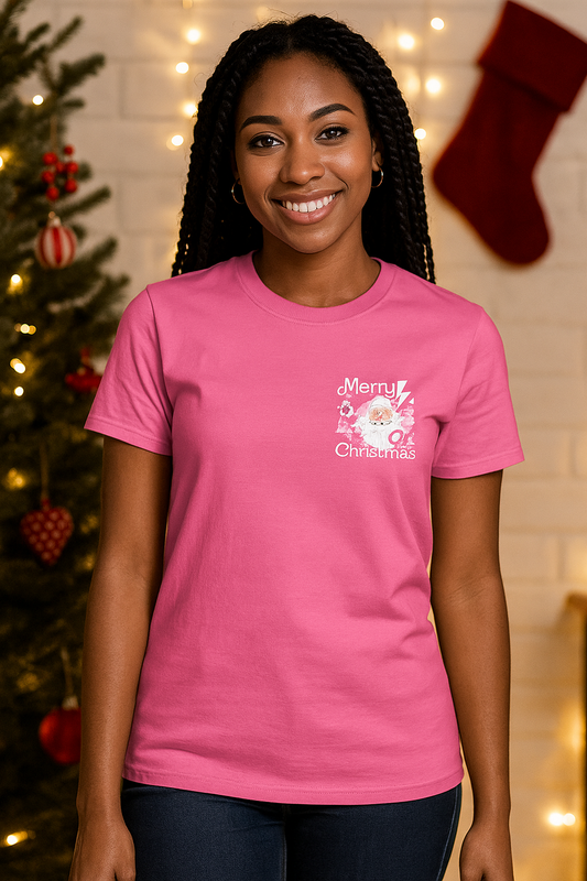 Preppy Santa Christmas pocket graphic tee