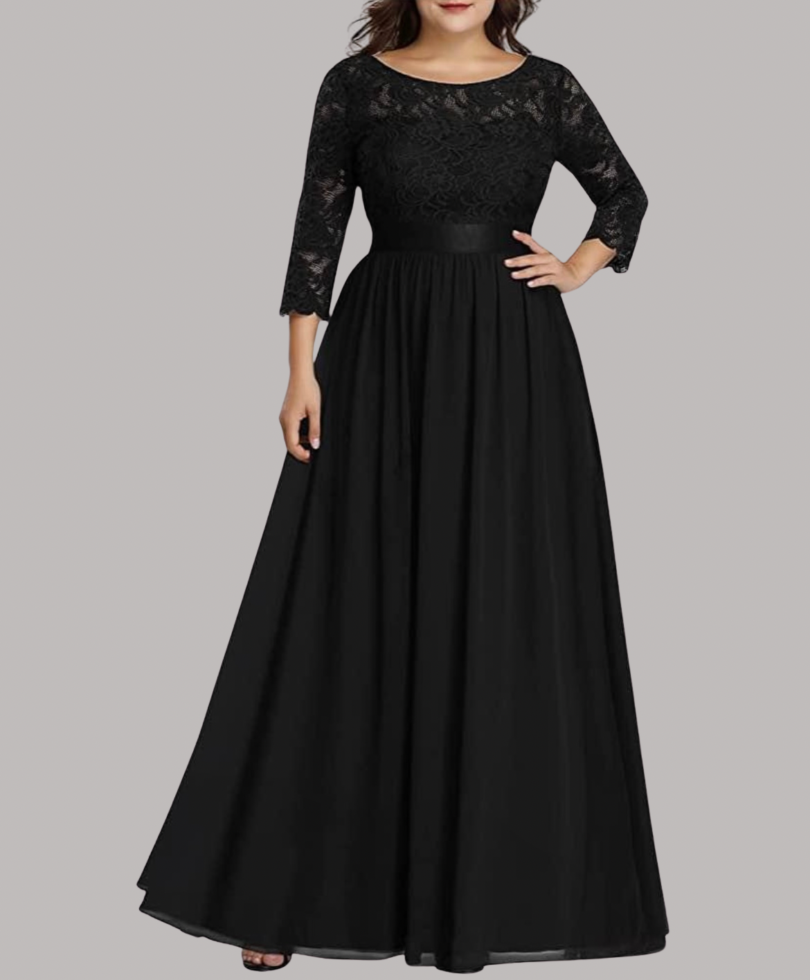 Long black chiffon dress