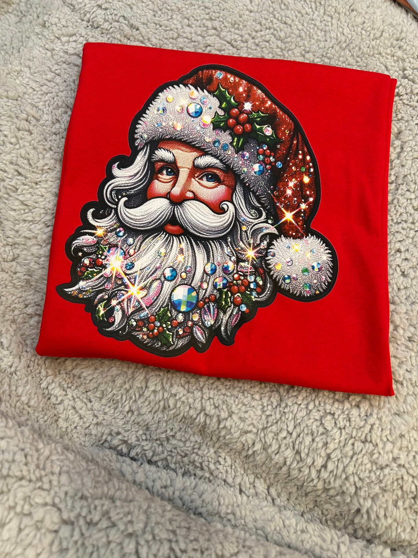 FAUX BLING SANTA GRAPHIC TEE