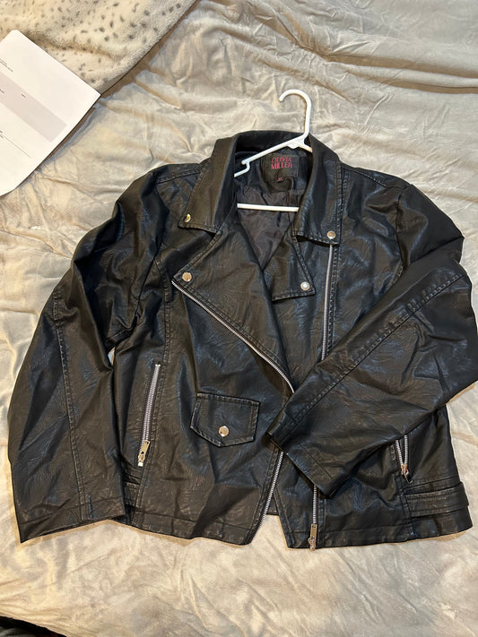 Womens Faux Leather Zip Up Moto Biker jacket