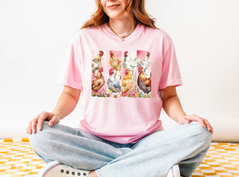 Colorful Chickens Graphic Tee