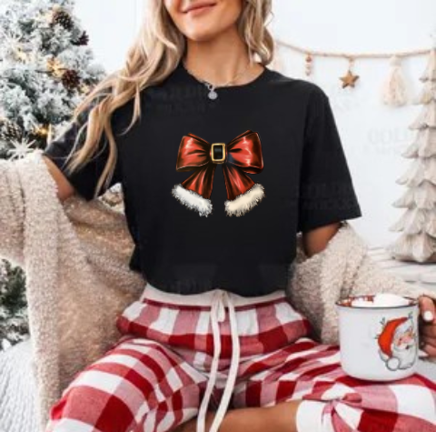 Santa Belt Bow graphic tee